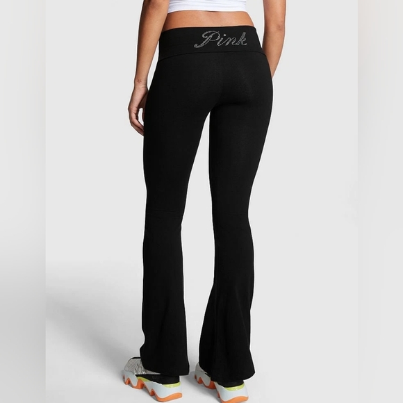 PINK Victoria's Secret Pants - PINK Victoria's Secret Women's Black Flare Yoga Pants
